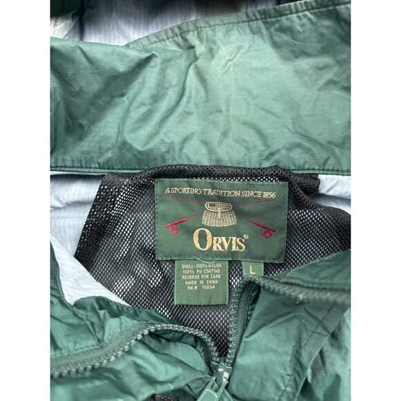 Orvis Jacket Mens Large Green Wading Fly Fishing Hooded Nylon Ripstop Pockets - Picture 2 of 7